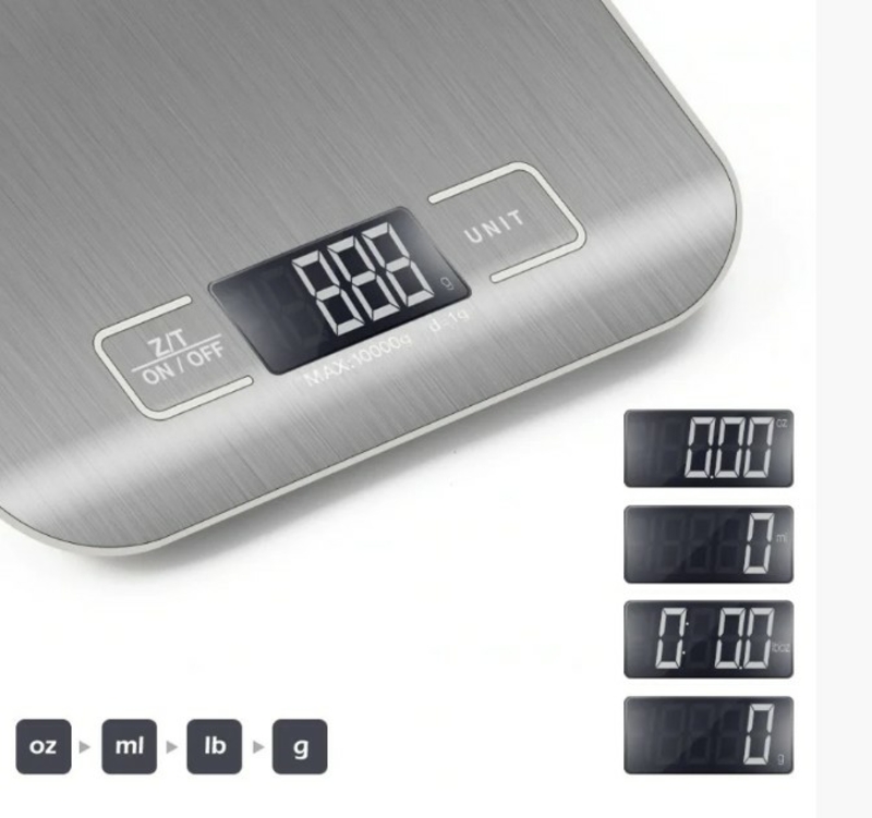 Кухонные электронные весы до 10 кг с большим LCD-дисплеем, фото №7