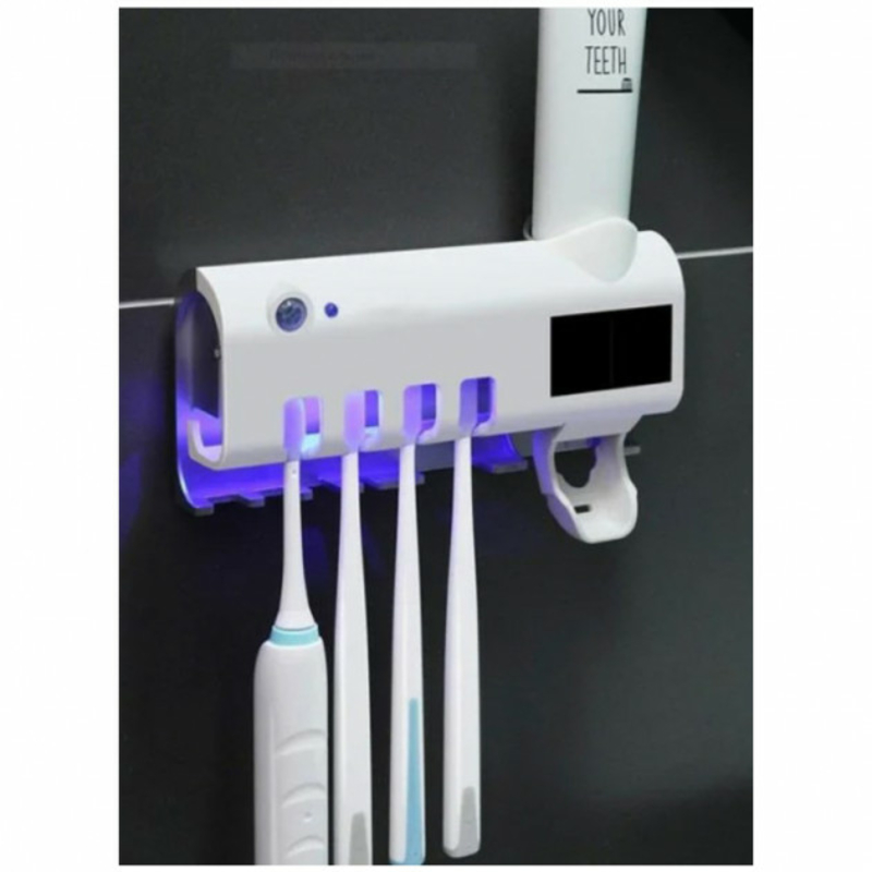Держатель диспенсер для зубной пасты и щеток автоматический УФ-стерилизатор Toothbrush sterilizer, фото №6