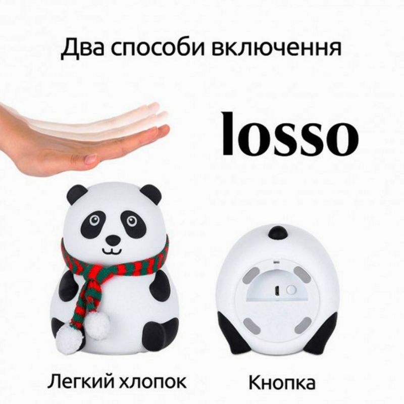 Ночник игрушка, детский силиконовый светильник Панда LOSSO, numer zdjęcia 6