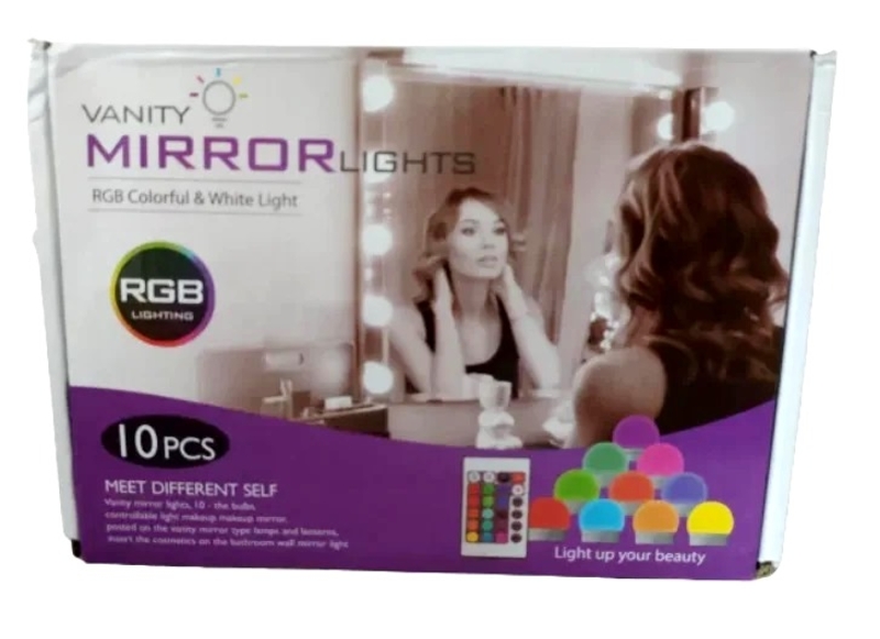 Подсветка для зеркала с пультом и регулировкой яркости для макияжа RGB 10 лампочек, photo number 4