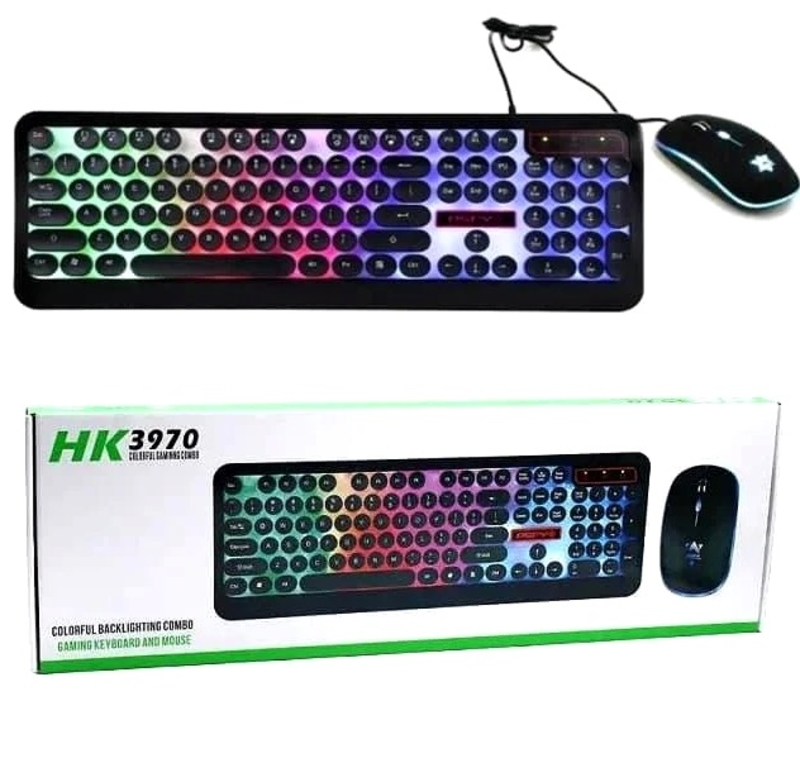 Комплект светящаяся игровая клавиатура c LED подсветкой и мышка HK3970, фото №2