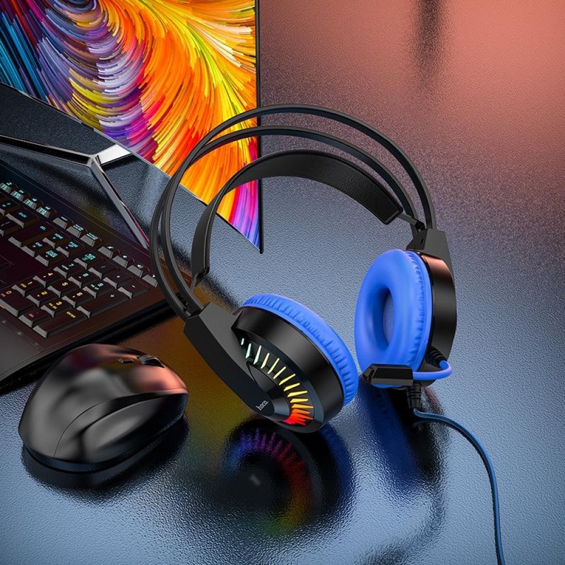 Игровые наушники HOCO W105 Gaming Headphones с микрофоном и LED RGB подсветкой проводные, фото №7