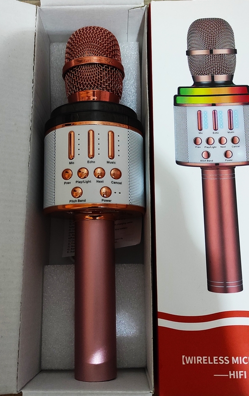 Микрофон Karaoke К068 USB, TF, AUX, с подсветкой 2 в 1, фото №5