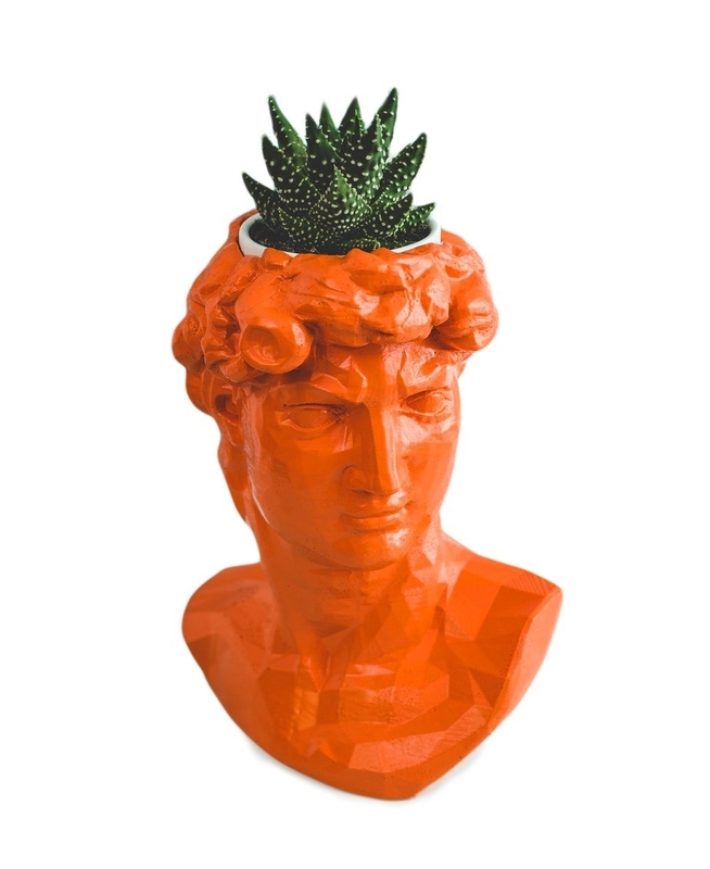 Скульптура органайзер Vase Head в образе Давида 24,5 см оранжевый, numer zdjęcia 2