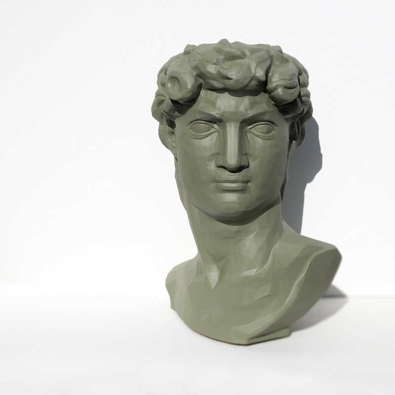 Скульптура органайзер Vase Head в образе Давида 24,5 см светло-оливковый, photo number 3