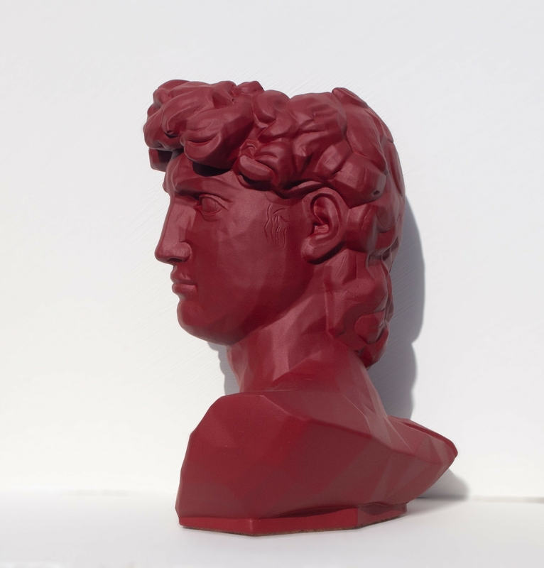 Скульптура органайзер Vase Head в образе Давида 24,5 см бордовый, photo number 3