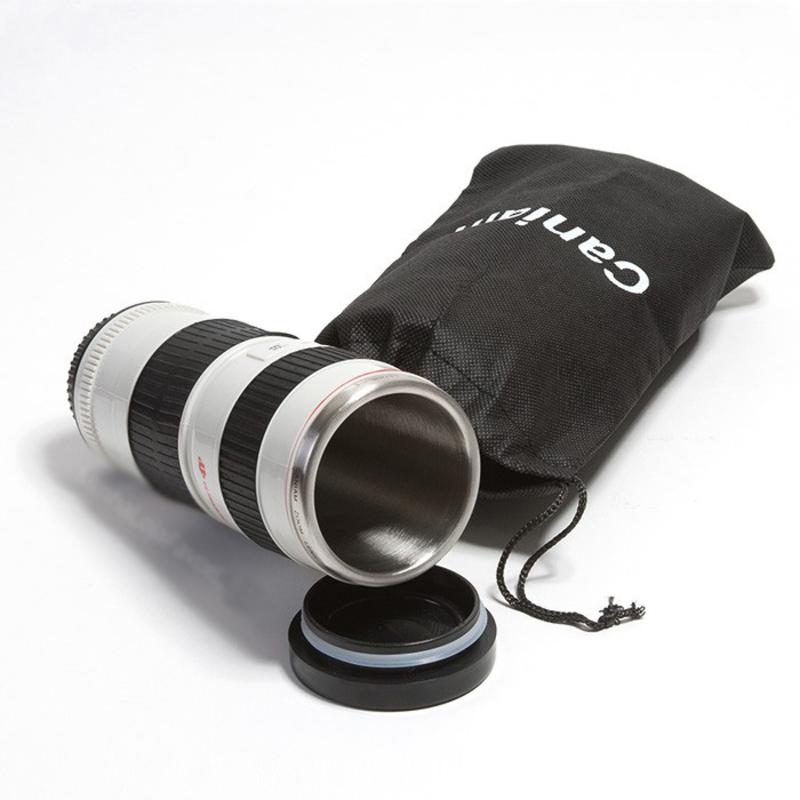 Термочашка в форме объектива Caniam (Canon) EF 70-200 с чехлом Белая, фото №3