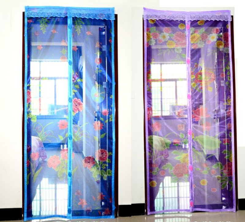 Антимоскитная сетка штора на дверь на магнитах Magic mesh с рисунком (210х90). Розовая, фото №4