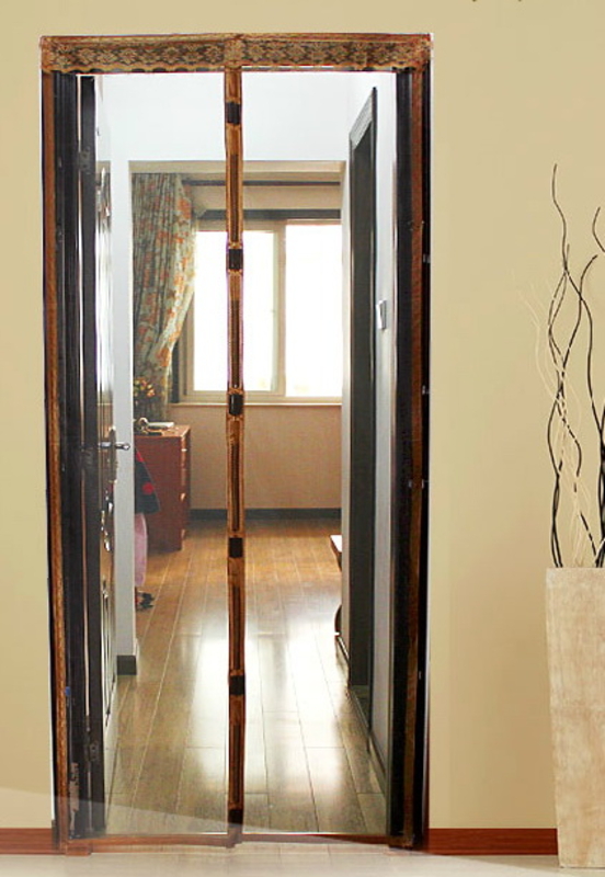 Антимоскитная сетка штора на дверь на магнитах Magic mesh без рисунка (218х110). Серая с каймой, фото №4