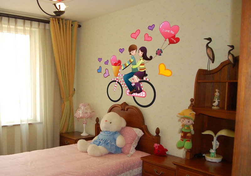 Интерьерная наклейка на стену Пара на велосипеде (mAY709), numer zdjęcia 3