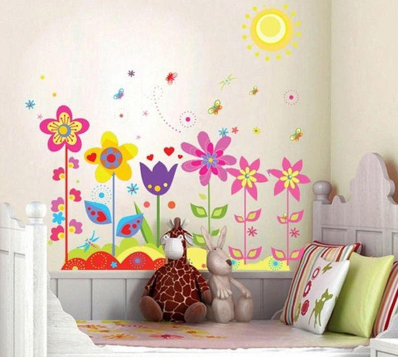 Интерьерная наклейка на стену Цветы и солнышко (mAY708), фото №3