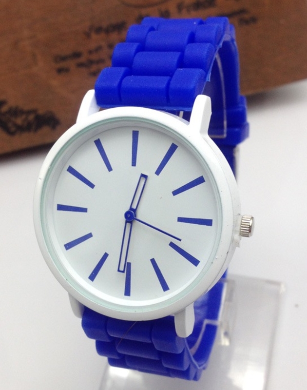 Часы Женева Кварц с силиконовым ремешком Синие