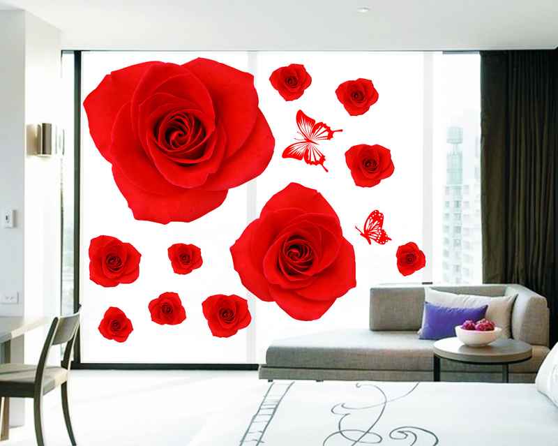 Интерьерная наклейка на стену Красные Розы (AY888), фото №2