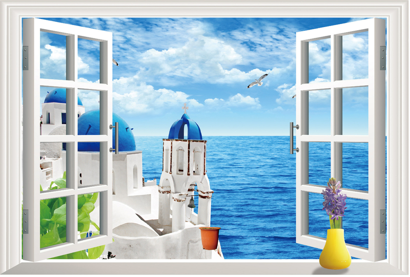 3D Интерьерная наклейка на стену Окно на море (AY9234C), фото №2