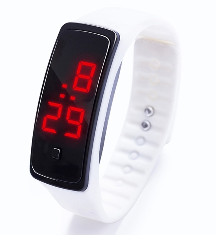 Спортивные силиконовые часы-браслет LED белые SW2-02, фото №2