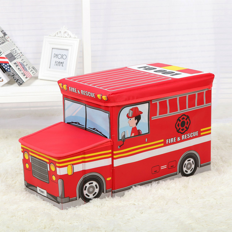 Пуф Короб складной, ящик для игрушек С КАПОТОМ Пожарная машина, фото №2