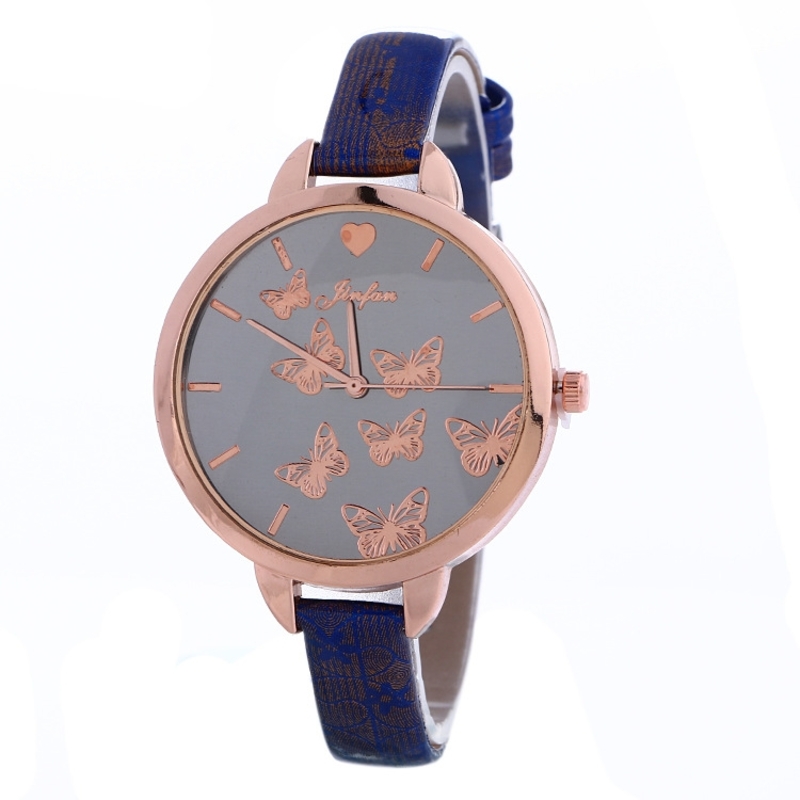 Часы Женева Geneva тонкий ремешок бабочки Синие 086-3, фото №2