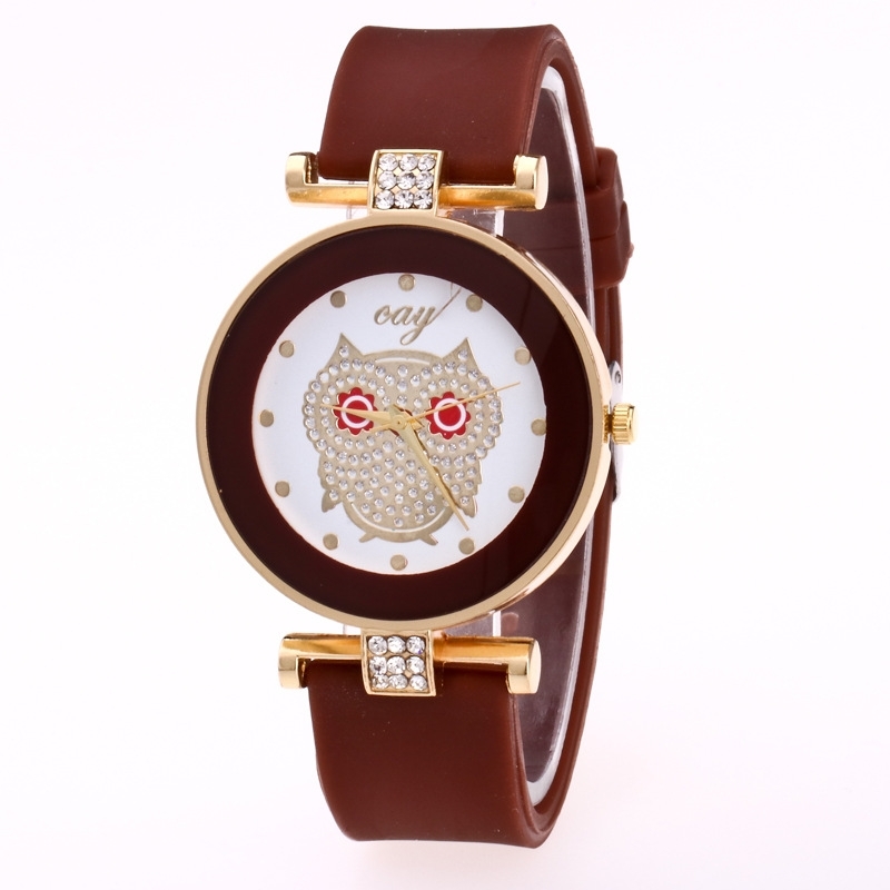 Женские часы Сова с силиконовым ремешком Шоколад, фото №2