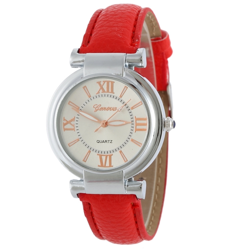 Часы женские наручные Geneva Wish красный ремешок 129-3, photo number 2