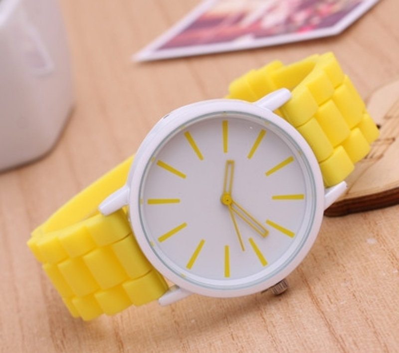Часы Женева Кварц с силиконовым ремешком Желтые 013-5