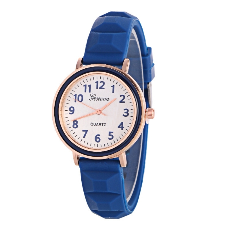 Часы женские Женева Geneva силиконовые синие 123-2