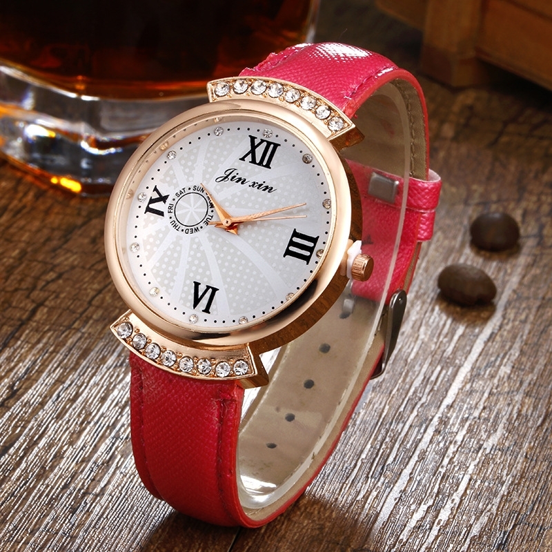 Женские часы JX стразы красные 131-2, фото №3