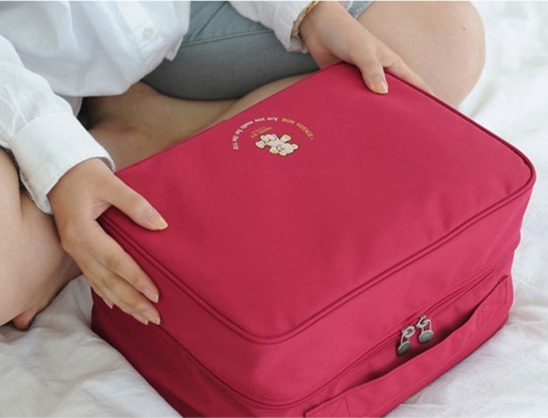 Дорожная сумка органайзер для путешествий с ручкой на чемодан Бордовая, фото №3