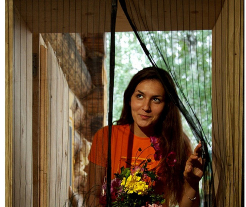 Антимоскитная сетка штора на дверь на магнитах Magic mesh без рисунка (210х90). Сиреневая, фото №3