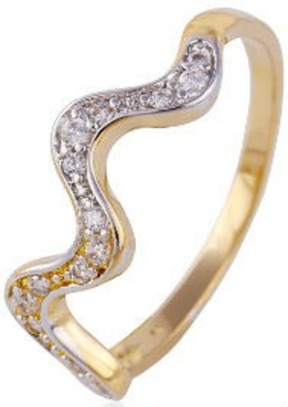 Кольцо Волна позолота Gold Filled с цирконами (GF454) Размер 17, фото №2