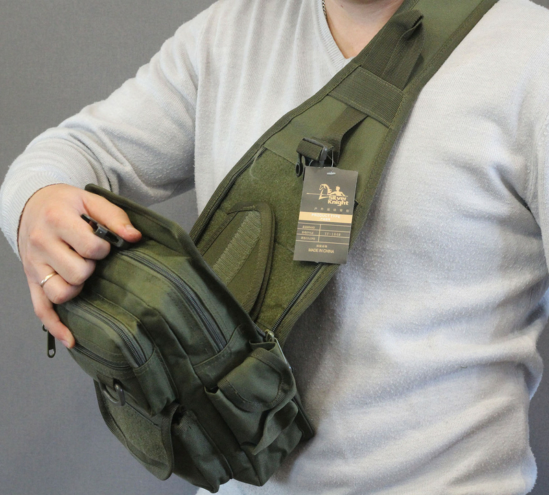 Тактический рюкзак однолямочный с отделением под пистолет 099-olive, фото №4