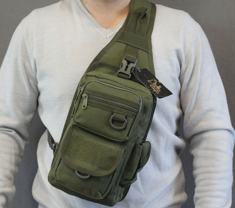 Тактический рюкзак однолямочный с отделением под пистолет 099-olive, фото №5