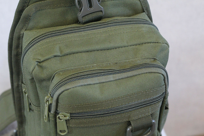 Тактический рюкзак однолямочный с отделением под пистолет 099-olive, фото №7