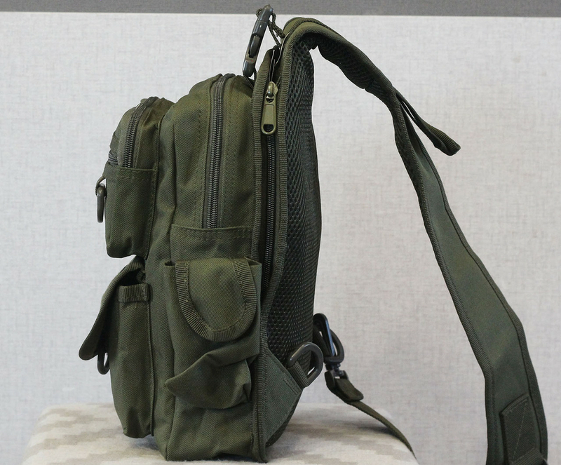 Тактический рюкзак однолямочный с отделением под пистолет 099-olive, фото №9