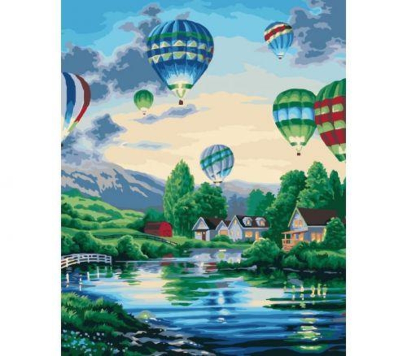 Картина по номерам "Сельский пейзаж: воздушные шары" КНО2221