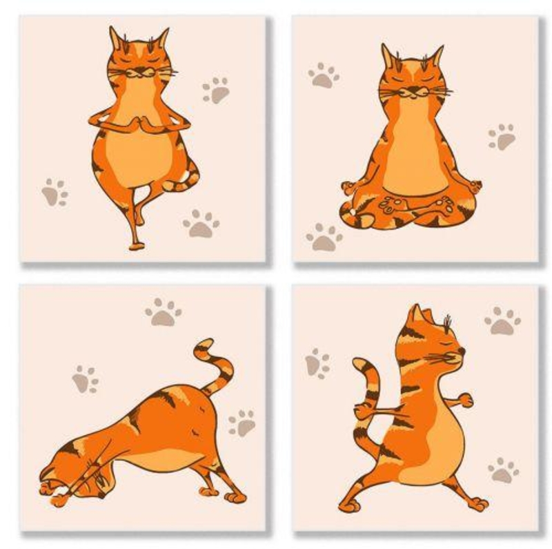 Картина по номерам "Полиптих: Yoga-cat" KNP010
