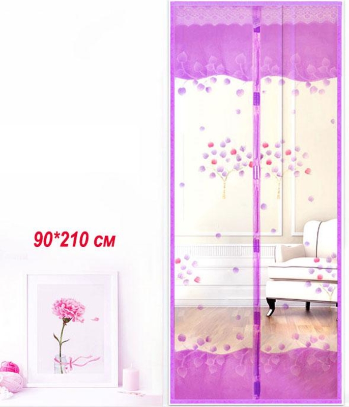 Антимоскитные сетки (фиолетовый цвет) на двери на магнитах. 90*210см., фото №2