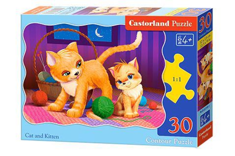 Пазлы "Кошка и котёнок", 30 элементов В-03709