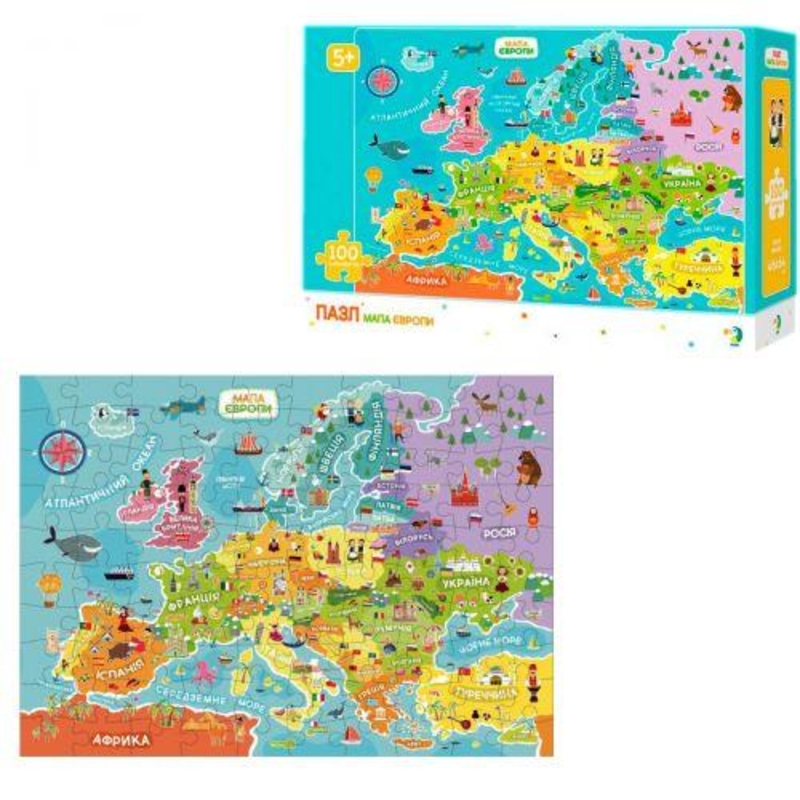 Пазлы "Карта Эвропы", 100 элементов 300129