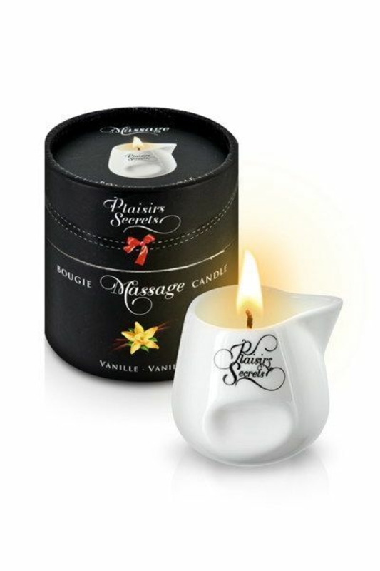 Массажная свеча Plaisirs Secrets Vanilla (80 мл) подарочная упаковка, керамический сосуд, фото №2