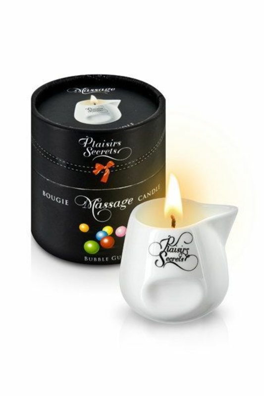 Массажная свеча Plaisirs Secrets Bubble Gum (80 мл) подарочная упаковка, керамический сосуд, фото №2