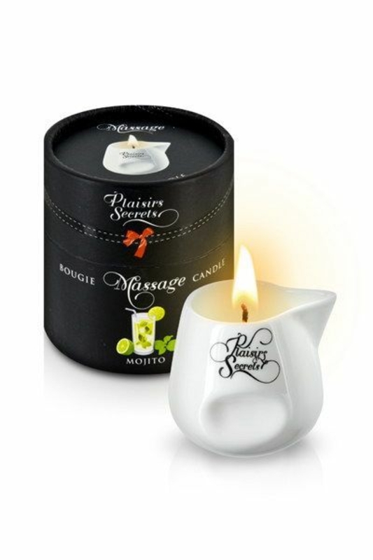 Массажная свеча Plaisirs Secrets Mojito (80 мл) подарочная упаковка, керамический сосуд, фото №2