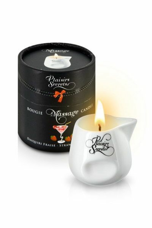 Массажная свеча Plaisirs Secrets Strawberry Daiquiri (80 мл) подарочная упаковка, керамический сосуд, фото №2