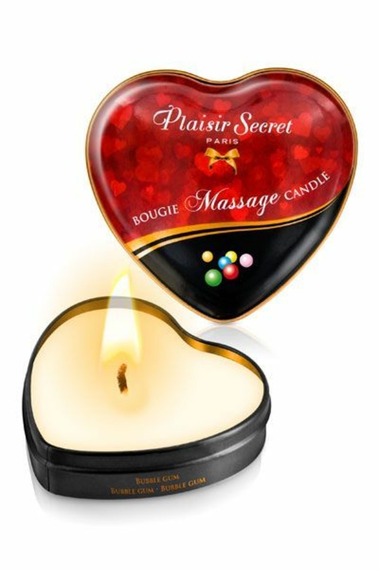 Массажная свеча-сердечко Plaisirs Secrets Bubble Gum (35 мл), фото №2