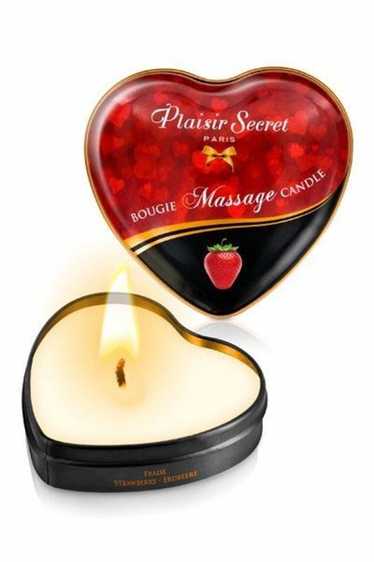Массажная свеча-сердечко Plaisirs Secrets Strawberry (35 мл), фото №2