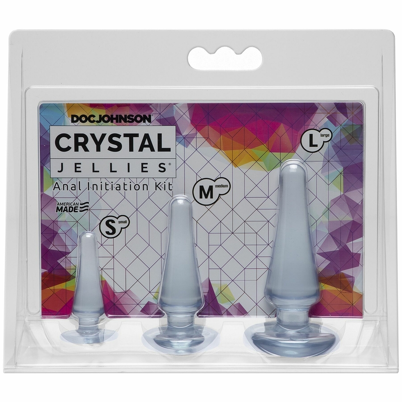 Набор анальных пробок Doc Johnson Crystal Jellies Anal - Clear, макс. диаметр 2см - 3см - 4см, фото №3