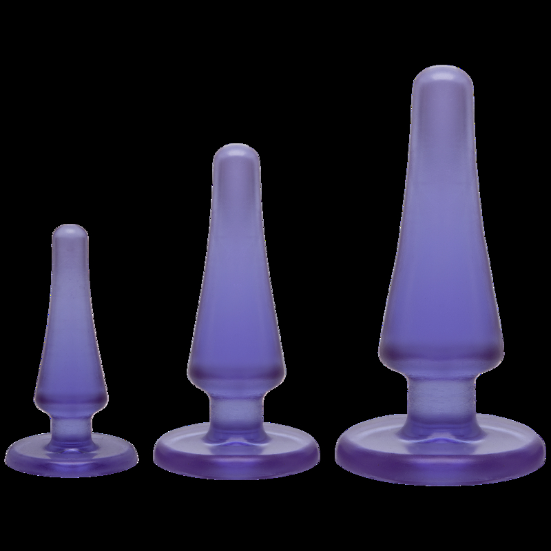 Набор анальных пробок Doc Johnson Crystal Jellies Anal - Purple, макс. диаметр 2см - 3см - 4см, фото №2