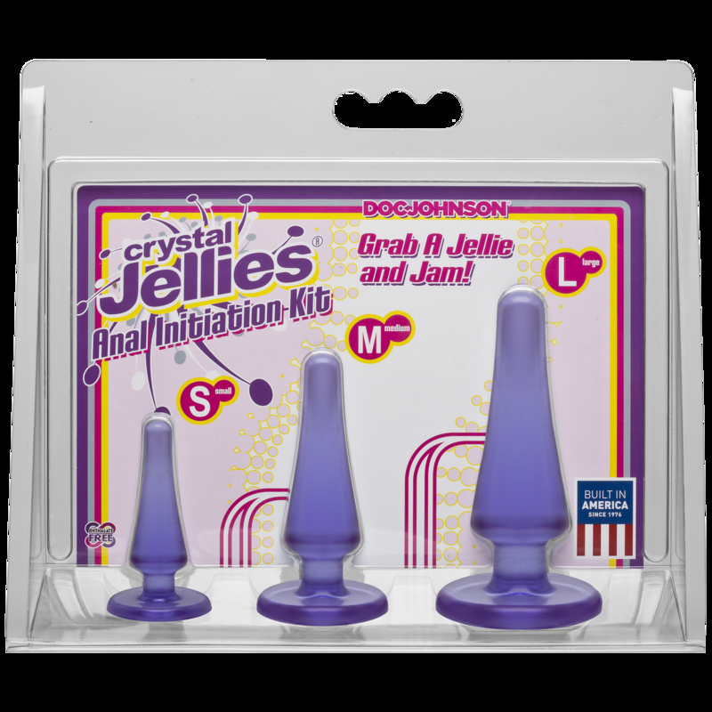Набор анальных пробок Doc Johnson Crystal Jellies Anal - Purple, макс. диаметр 2см - 3см - 4см, фото №3