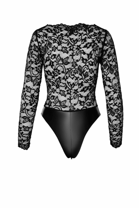 Боди Noir Handmade F296 Psyche bodysuit of lace and wetlook - L, photo number 8
