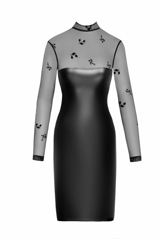 Платье Noir Handmade F310 Sublime wetlook and flocked mesh midi dress - M, photo number 5