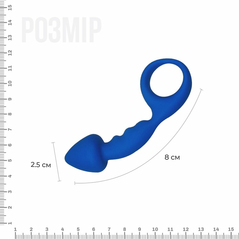 Анальная пробка Adrien Lastic Budy Blue со стимулирующей ножкой, макс. диаметр 2,5см, фото №3